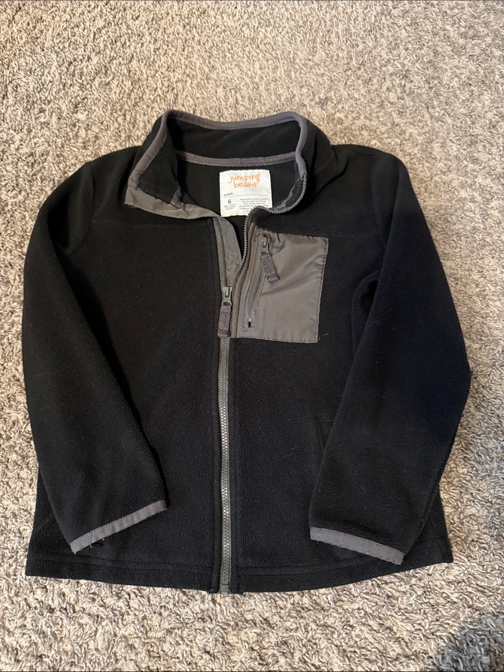 Jumping Beans Black Fleece Jacket Size 6